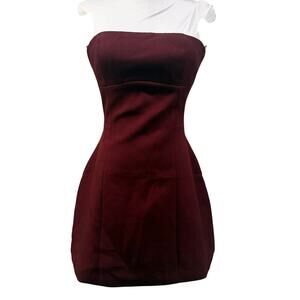 Windsor Burgundy Mini Dress Structured A Line Strapless Medium Cocktail Party